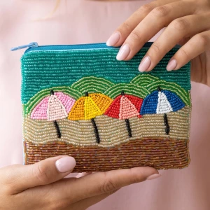 Beaded Beach Umbrellas Coin Pouch