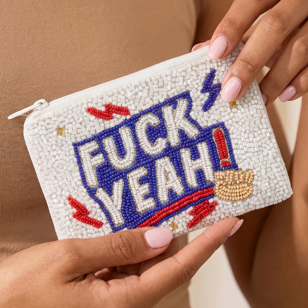 Fuck Yeah Cheers Beaded Coin Pouch