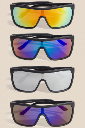 Matte Frame Polarized Shield Lens Sunglasses Set