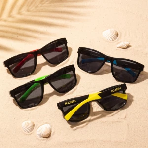 Contrast Temple Classic Square Sunglasses