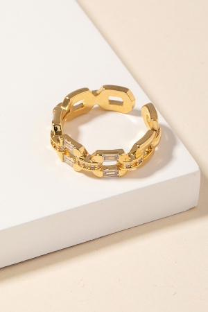 Pave Rhinestone Chain Ring