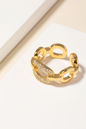 Pave Oval Chain Link Ring