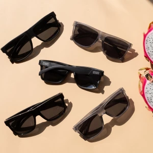 Flat Top Square Sunglasses With Translucent Frame