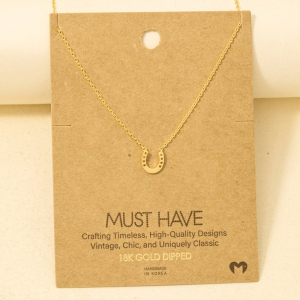 Gold Dipped Mini Horseshoe Pendant Necklace