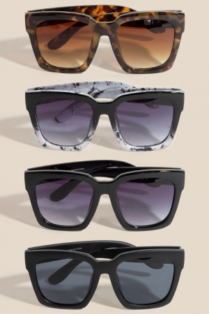 Tortoise Frame Square Sunglasses Set