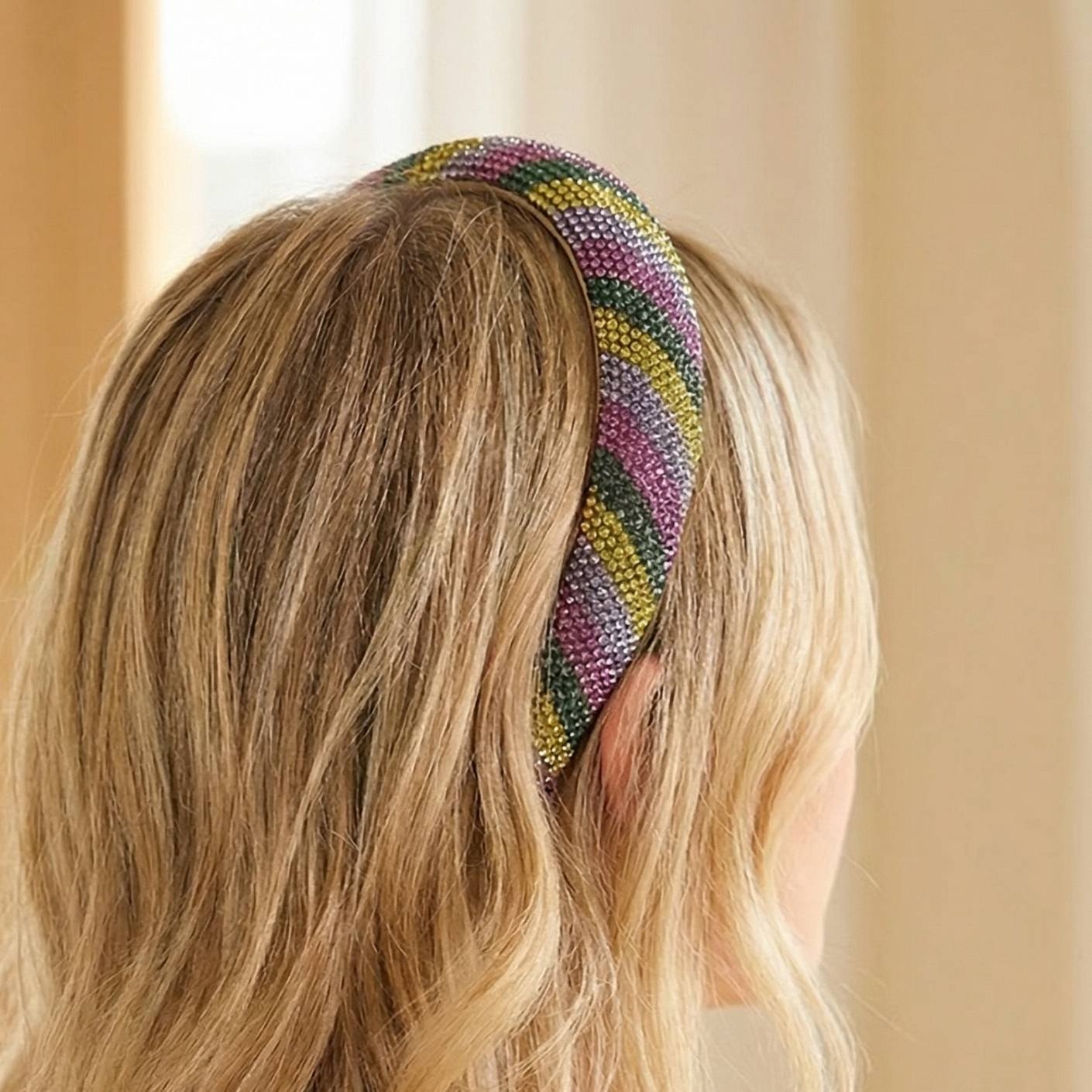 Pave Mardi Gras Rhinestone Headband