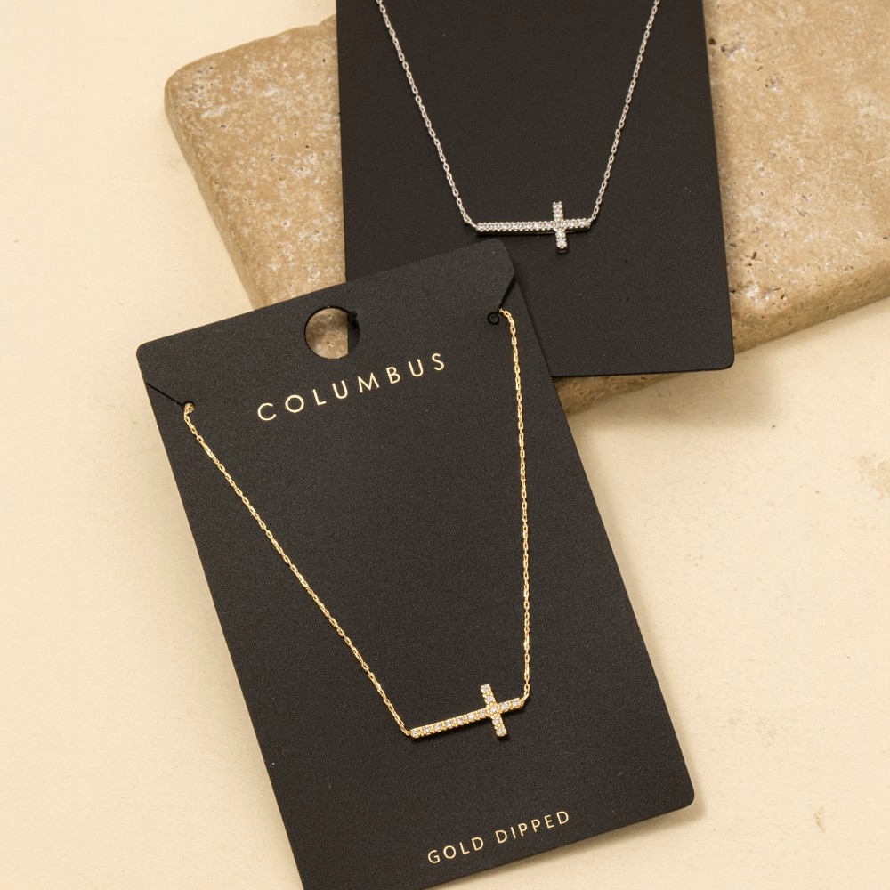 Pave Cross Pendant Necklace