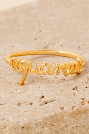 Zodiac Script Metallic Band Ring