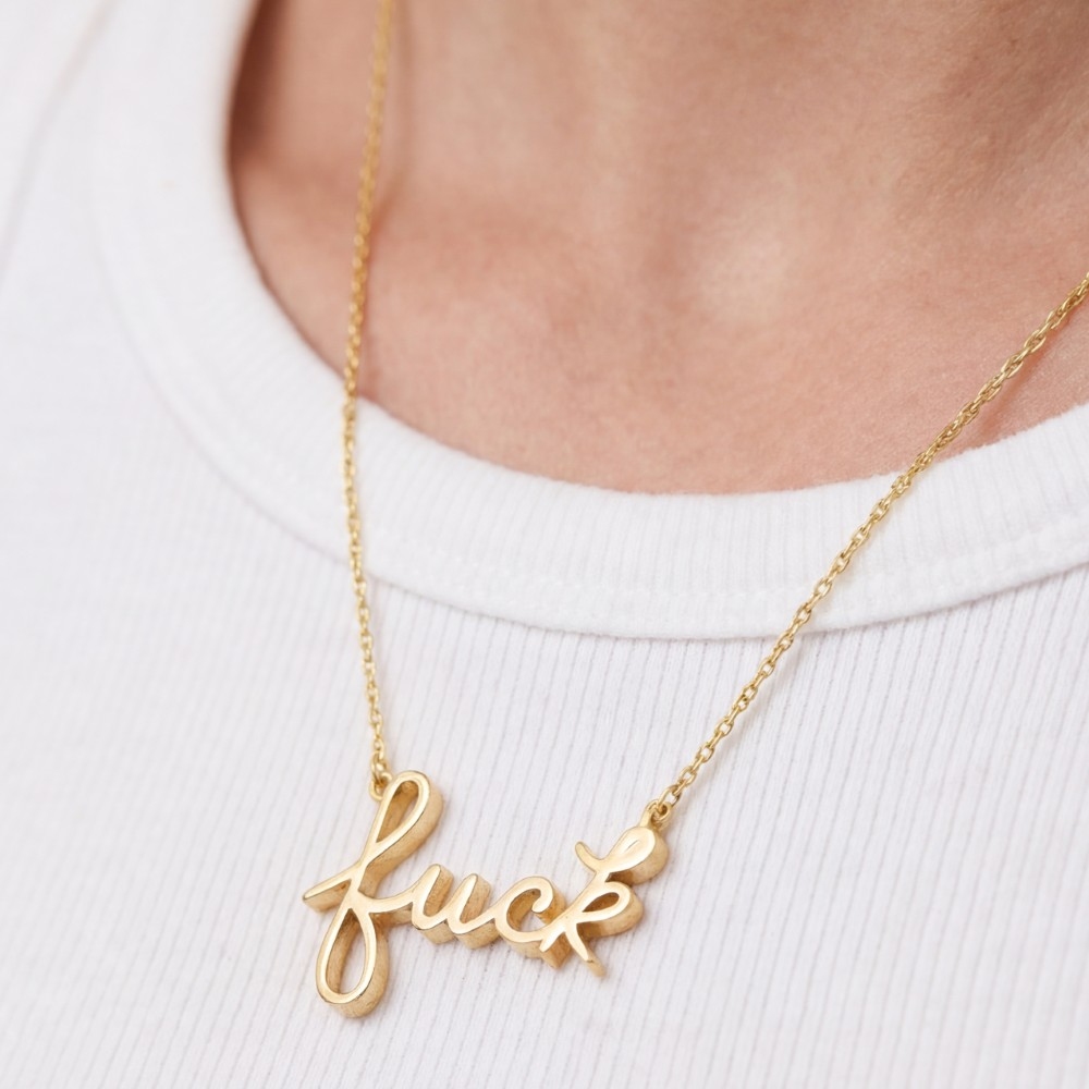 Handwritten Fuck Pendant Necklace