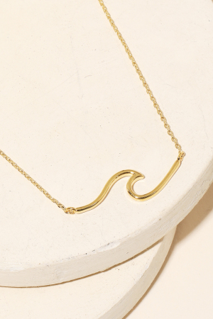 Dainty Wave Pendant Necklace
