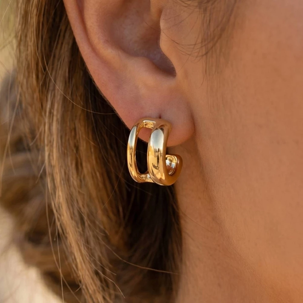 Gold Dipped Layered Hoop Earrings
