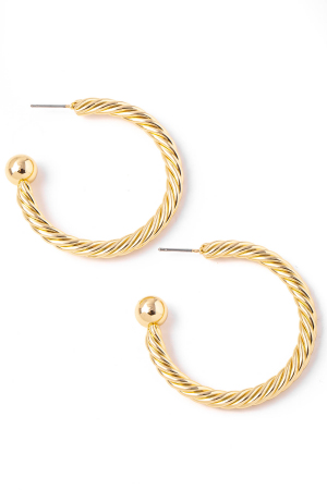 Metallic Twist C Hoop Earrings