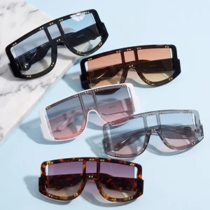 Studded Oversized Shield Gradient Sunglasses