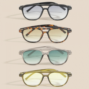Resin Aviator Frame Sunglasses Set