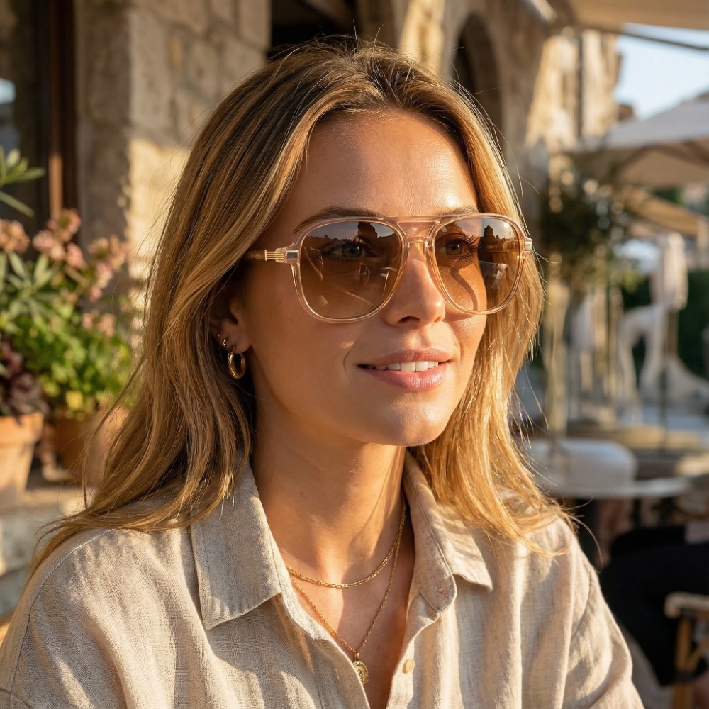 Acetate Double Bridge Aviator Sunglasses