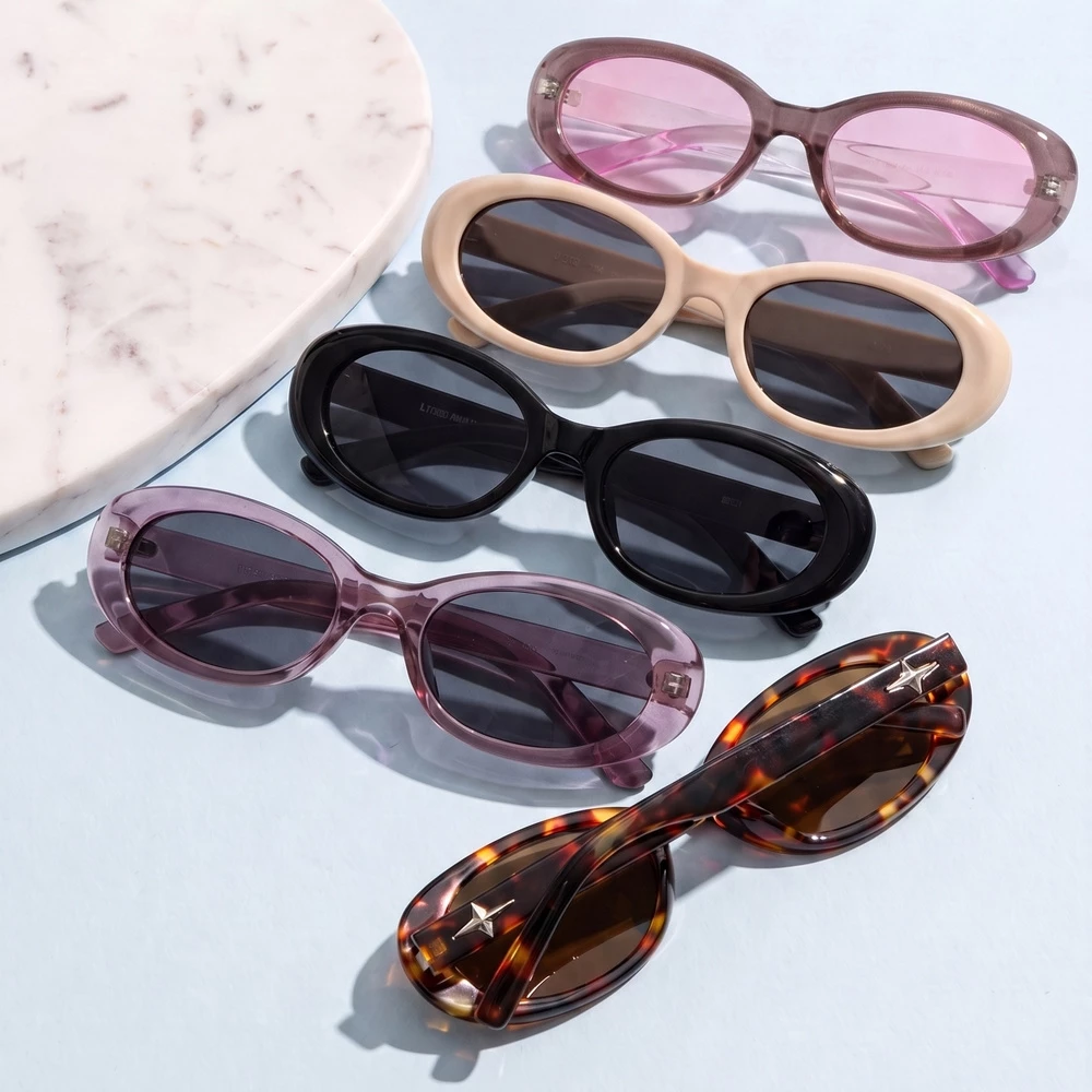 Retro Oval Frame Tinted Sunglasses