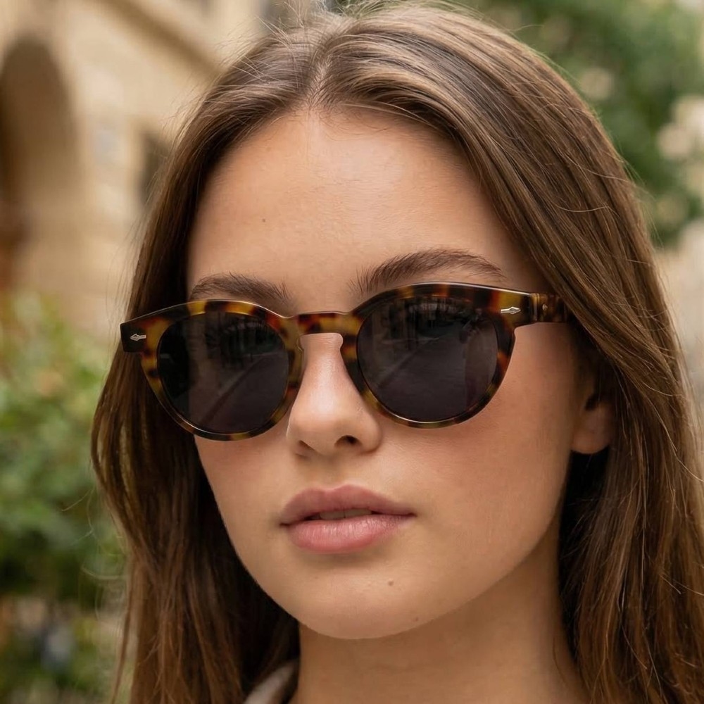 Round Lens Resin Frame Sunglasses Set