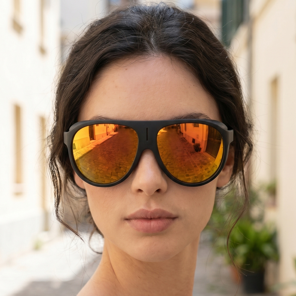 Oversized Flat Top Aviator Shield Sunglasses
