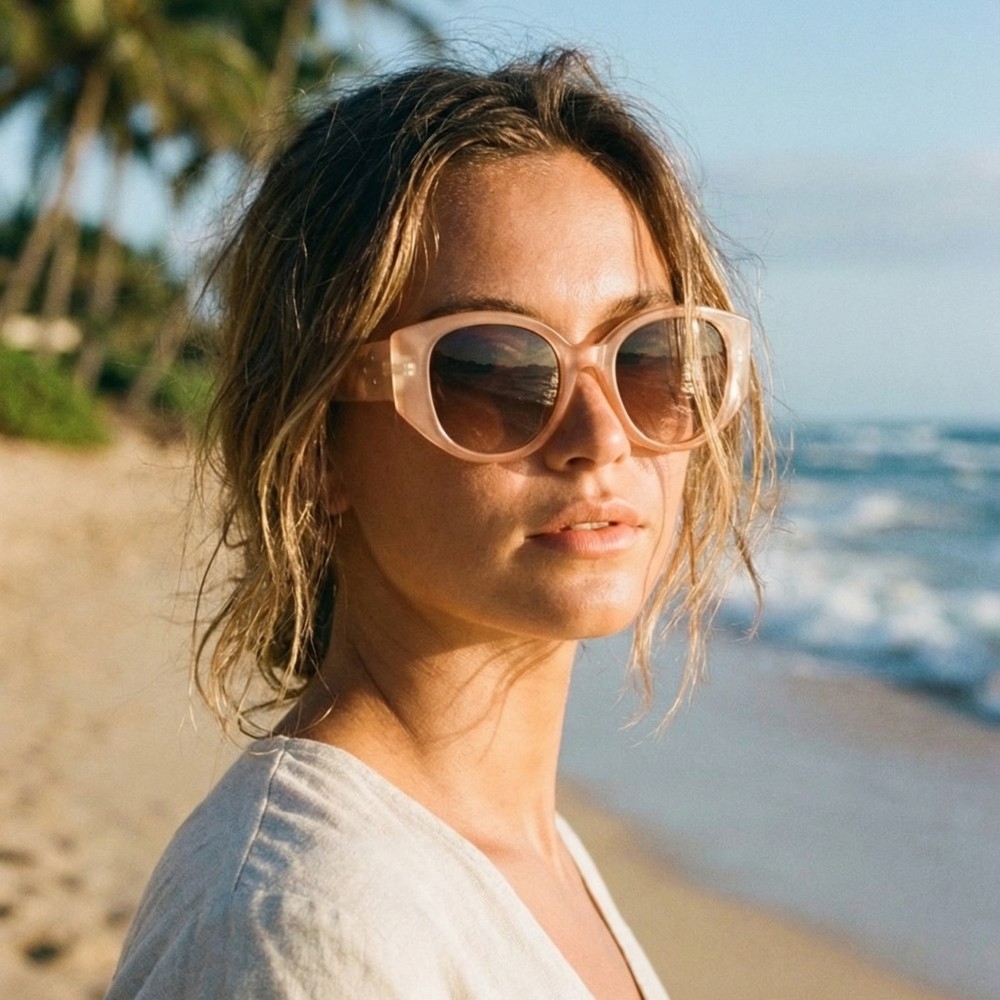 Round Square Acetate Frame Sunglasses