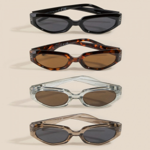 Metallic Accent Narrow Oval Sunglasses Set