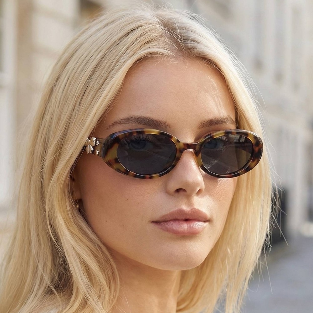 Acetate Frame Oval Sunglasses Set