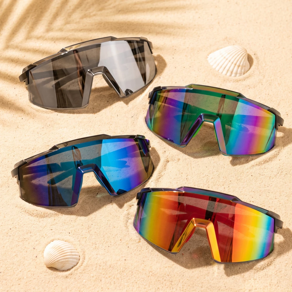 Mirrored Shield Wrap Sport Sunglasses