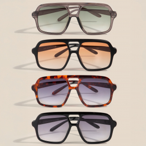 Large Acetate Frame Retro Aviator Sunglasses Set