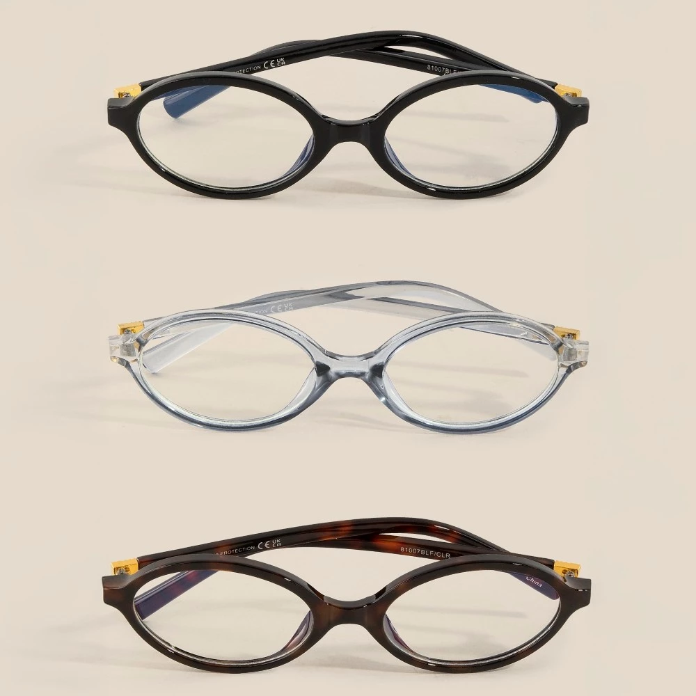 Oval Blue Light Filter Sunglasses Set
