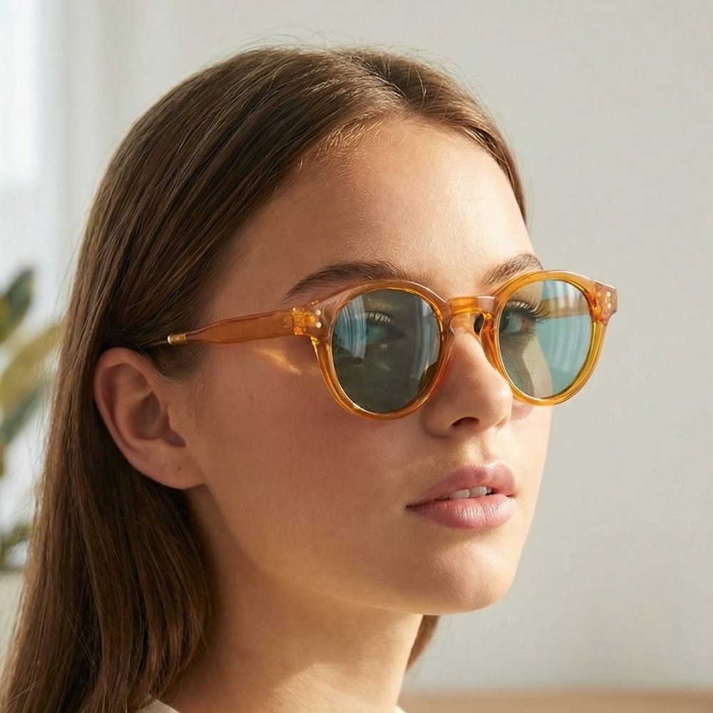 Acetate Frame Rounds Lens Sunglasses Set