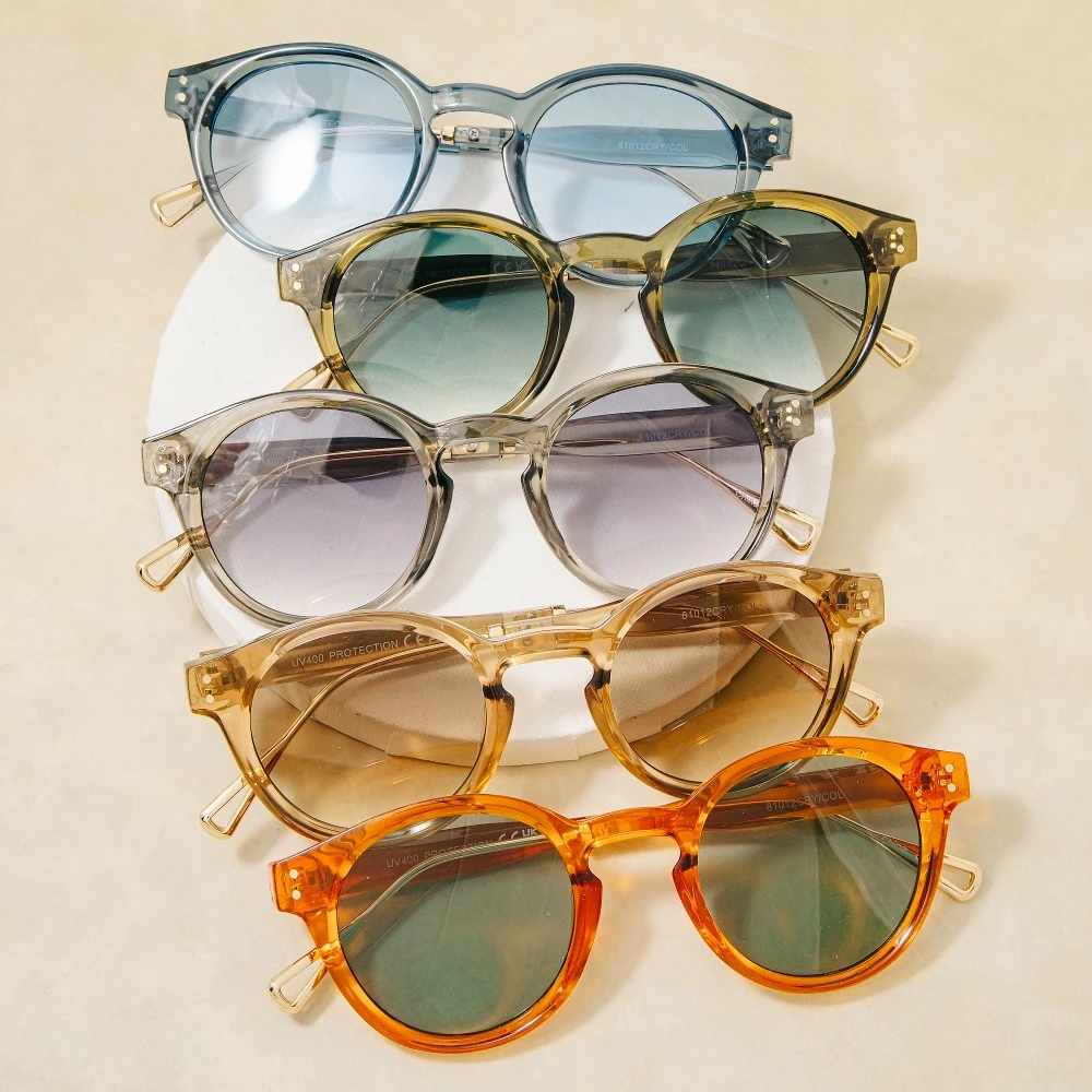 Acetate Frame Rounds Lens Sunglasses Set