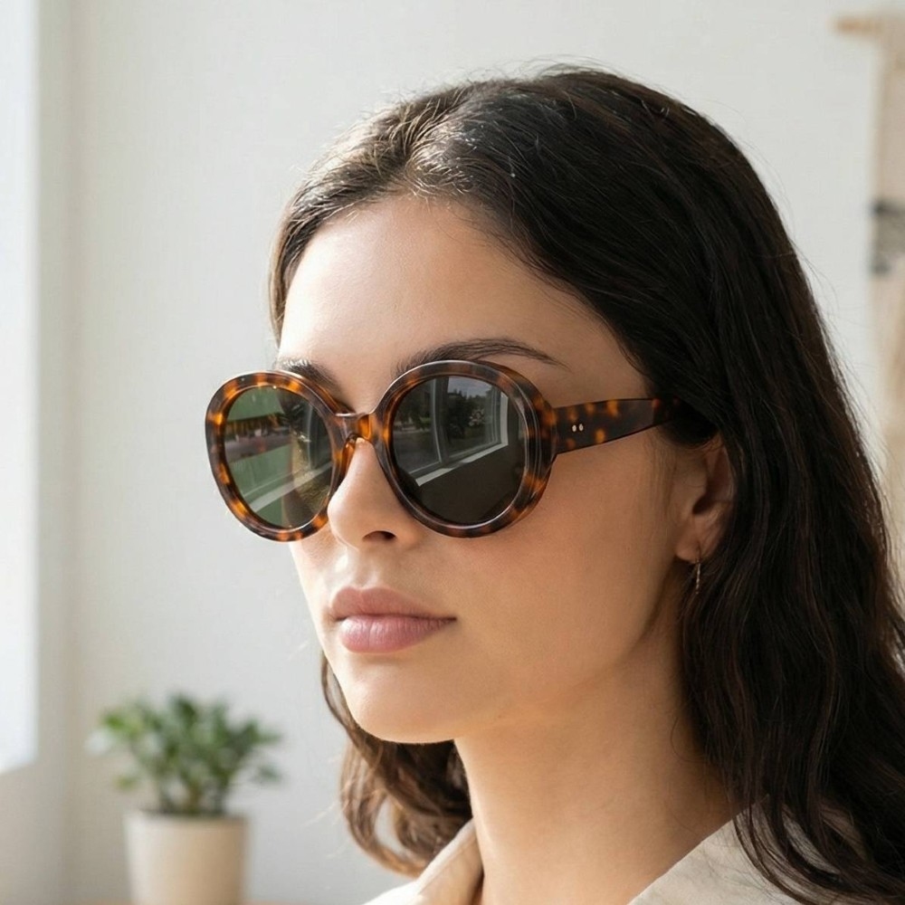 Round Lens Acetate Frame Sunglasses Set