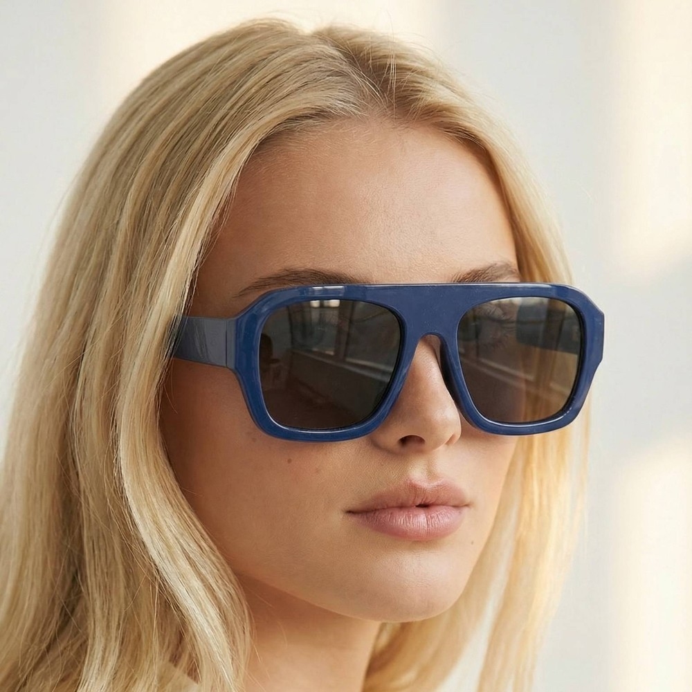 Flat Top Chunky Aviator Frame Sunglasses