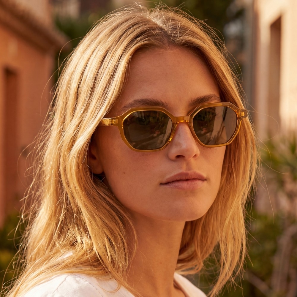 Acetate Geometric Double Bridge Sunglasses Set