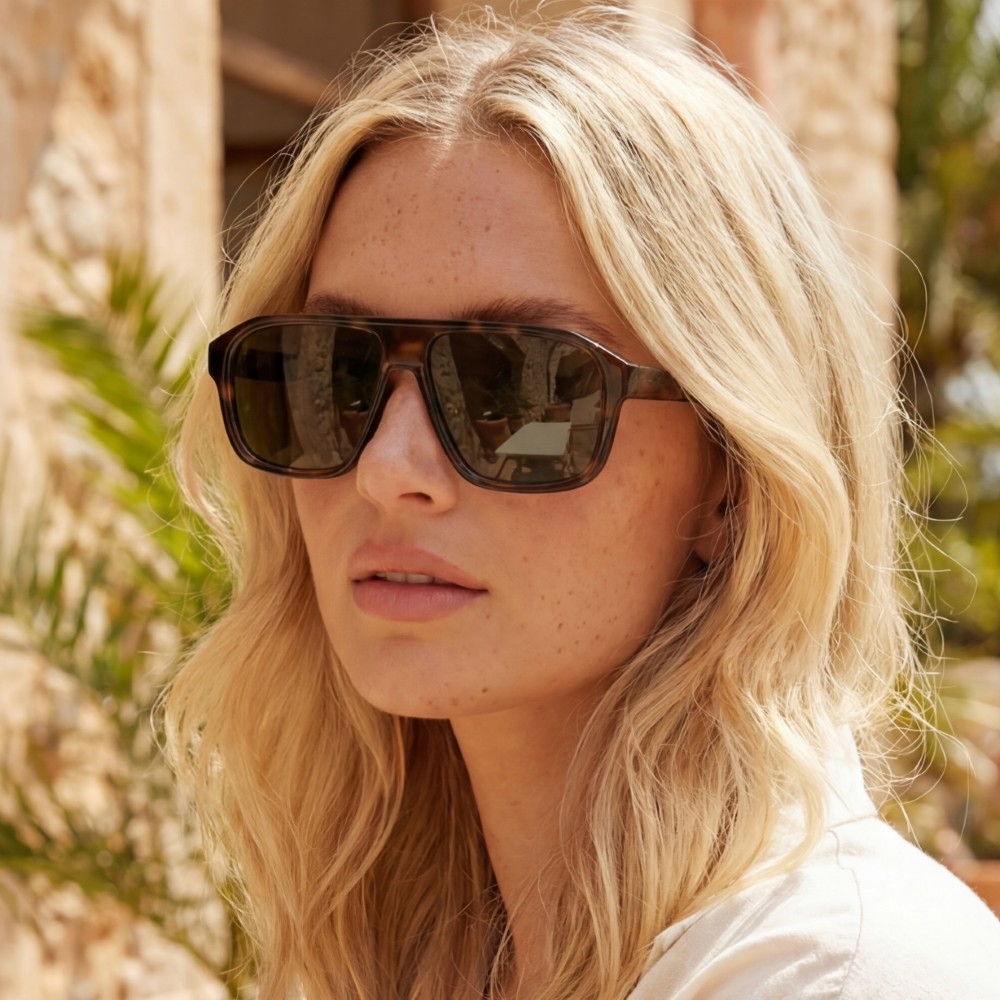 Oversized Shield Flat Top Sunglasses Set