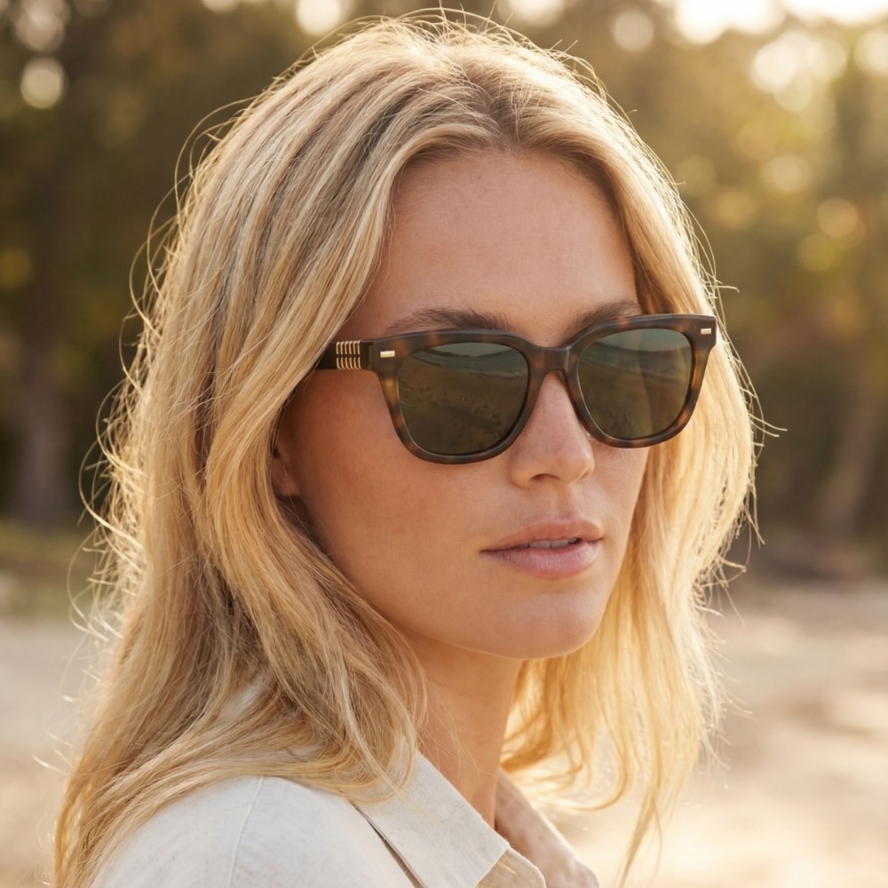 Gold Accent Bold Square Frame Sunglasses Set