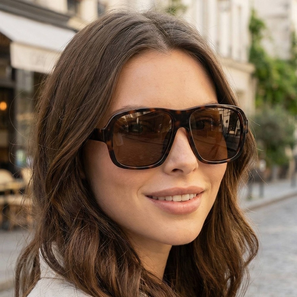 Oversized Square Navigator Sunglasses Set
