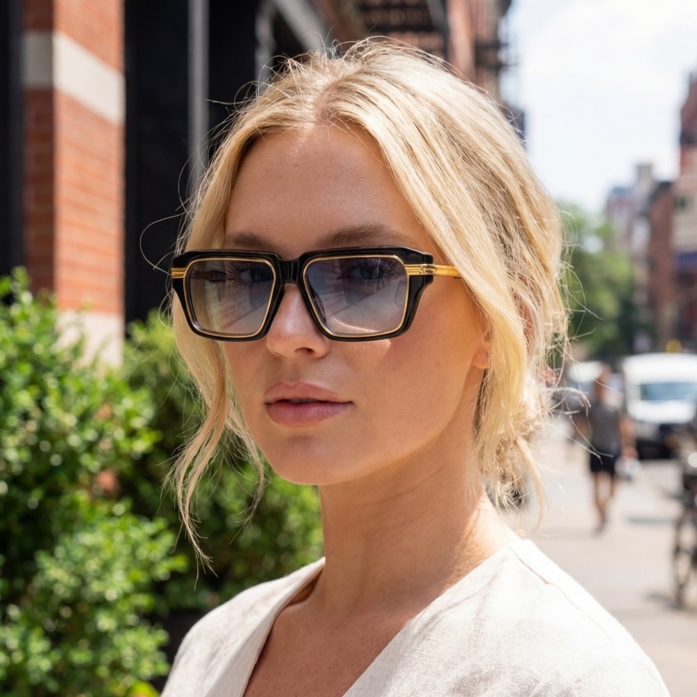 Oversized Striped Gold Inlay Sunglasses Set