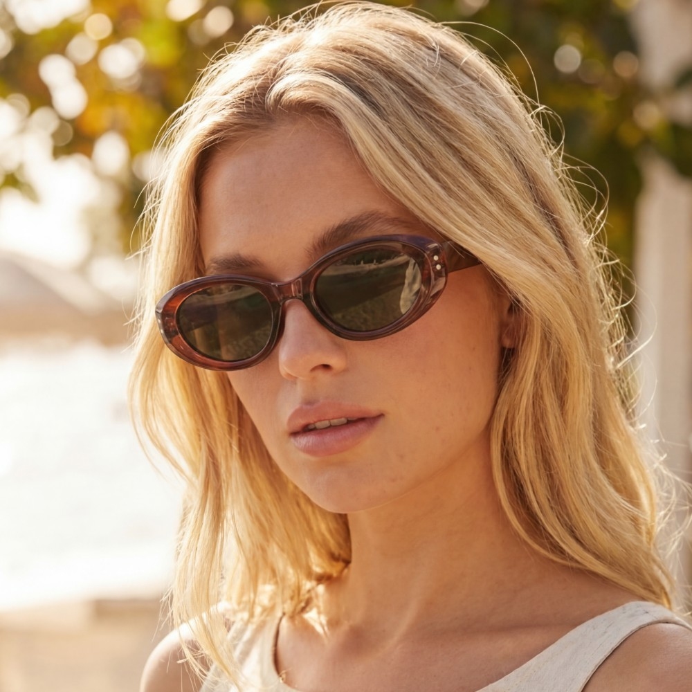 Slim Retro Oval Sunglasses Set