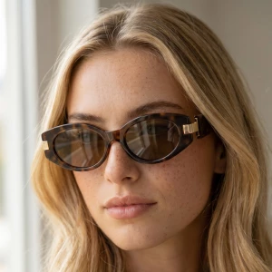 Slim Sunglasses With Open Wire Brow Bridge