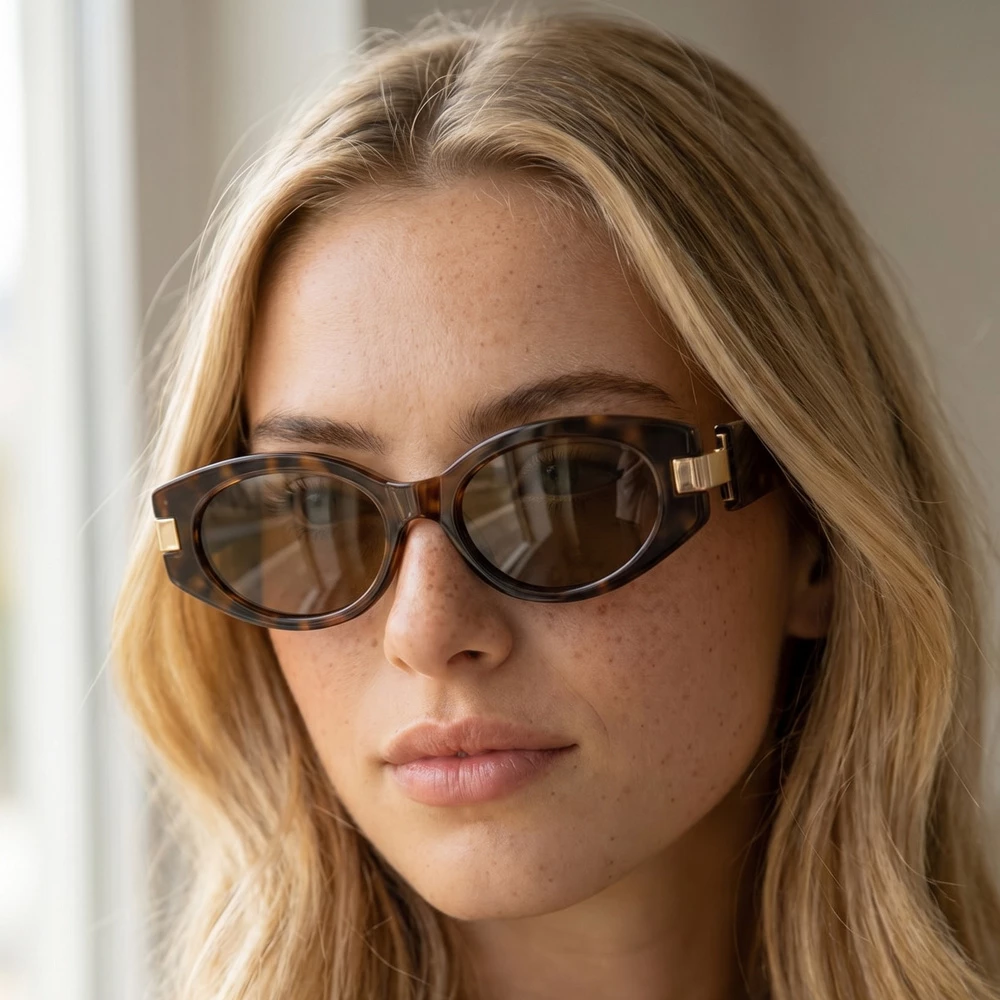 Slim Sunglasses With Open Wire Brow Bridge