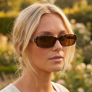 Slim Narrow Rectangle Triple Dot Detail Sunglasses