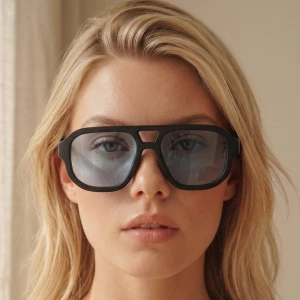 Retro Flat Top Square Double Bridge Aviator Sunglasses