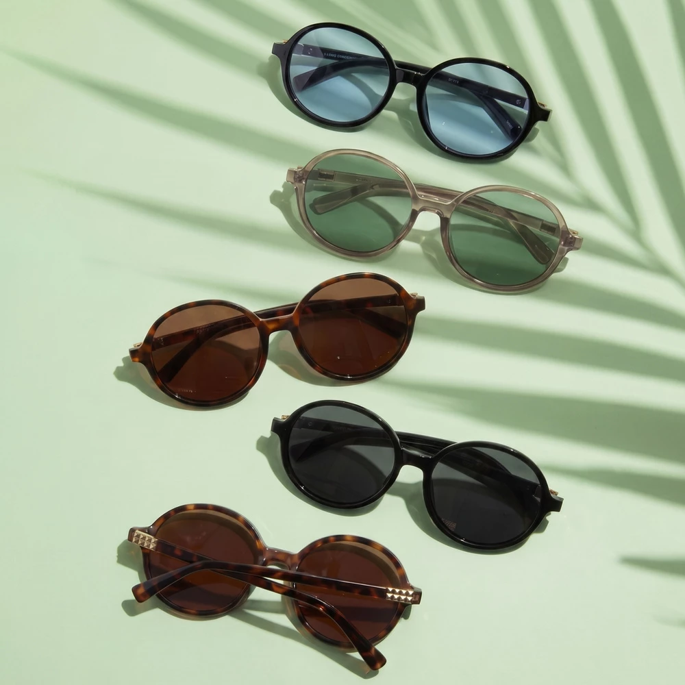 Round Frame Double Bridge Tinted Sunglasses
