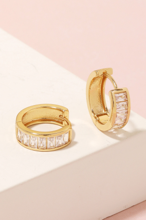 Mini Rhinestone Studded Huggie Earrings