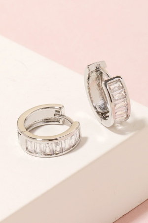 Mini Rhinestone Studded Huggie Earrings