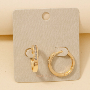 Baguette Pave Hinge Hoop Earrings
