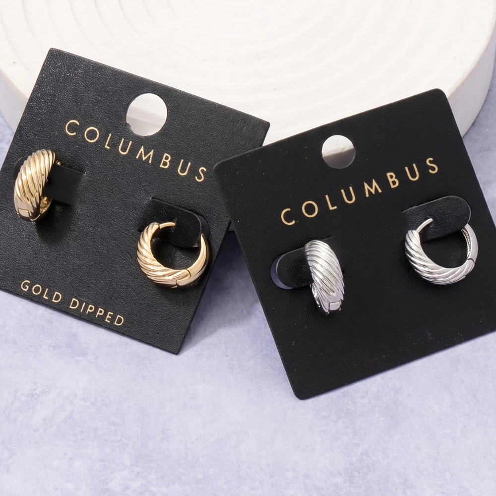 Gold Dipped Croissant Twist Huggie Hoop Earrings