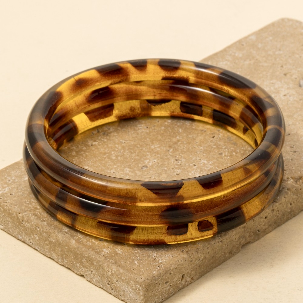 3Pc Tortoise Shell Bangle Bracelet Set
