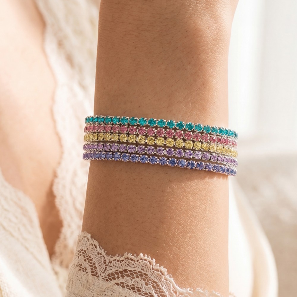 Five Piece Rhinestone Stretch Bracelet Set