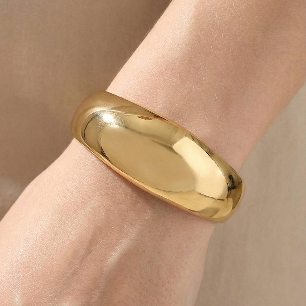 Wide Rounded Metallic Cuff Bracelet